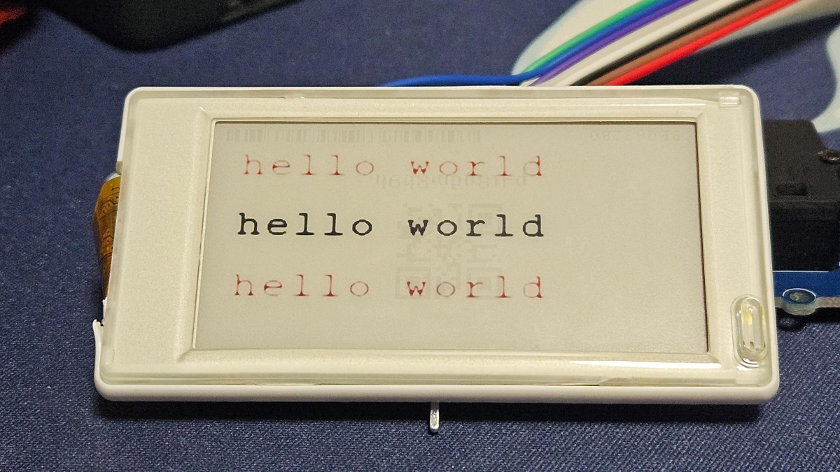 hello world on an eink screen